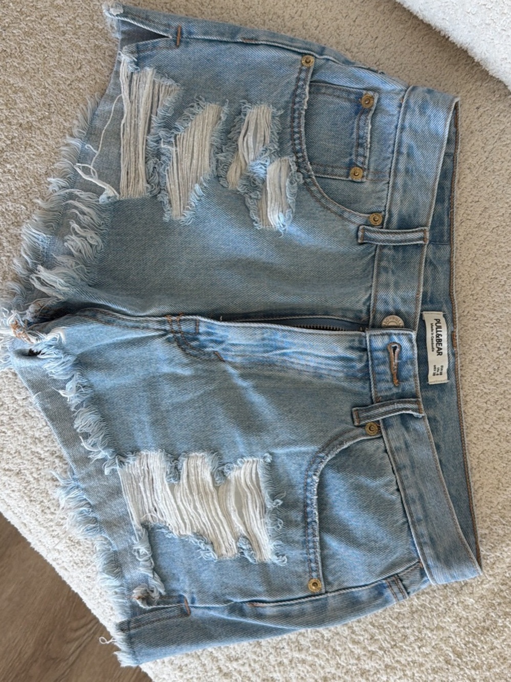 Pull&Bear Light Blue Ripped Denim Cutoff Shorts